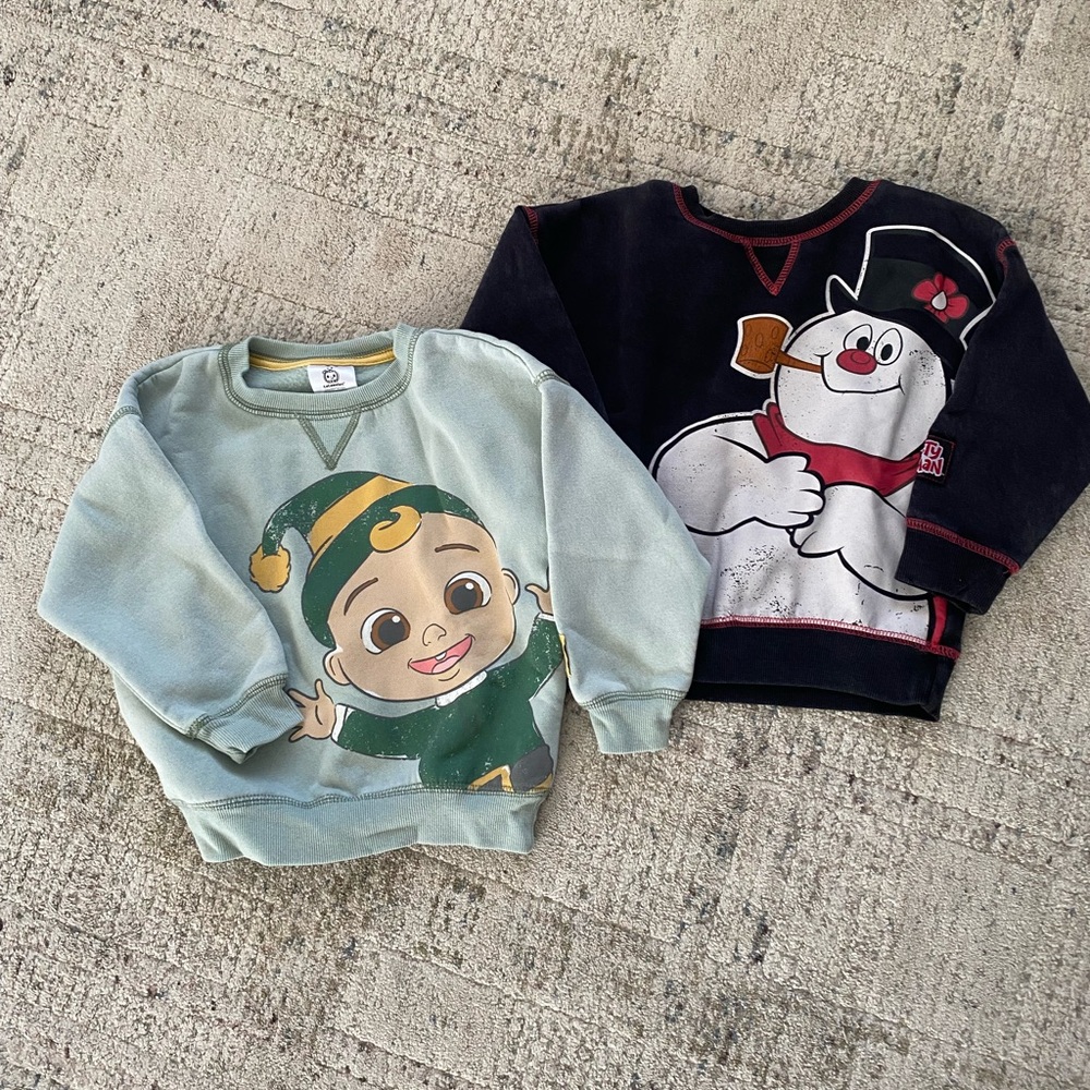Kids Cartoon Character Sweatshirts - Green & Black